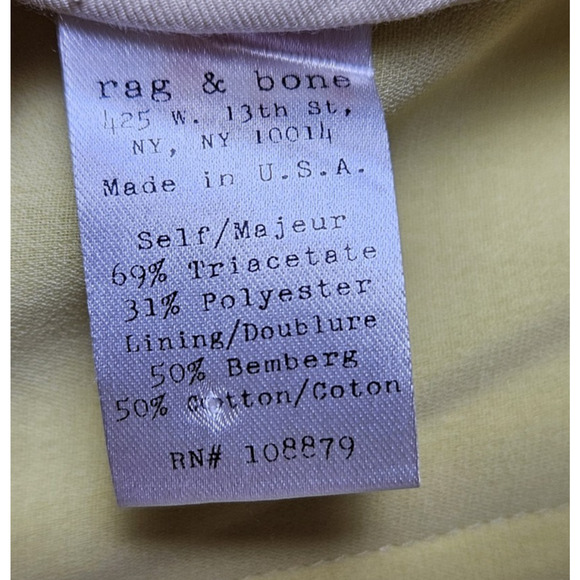 Rag & Bone Tuxedo Blazer Jacket Womens 2 XS Crepe Yellow Formal Career Coastal - Picture 7 of 16